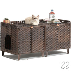 SETVSON caja litter doble para dos gatos, vista frontal que oculta la arena.
