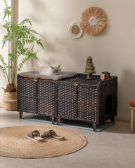SETVSON caja litter doble para dos gatos, interior con doble habitación.