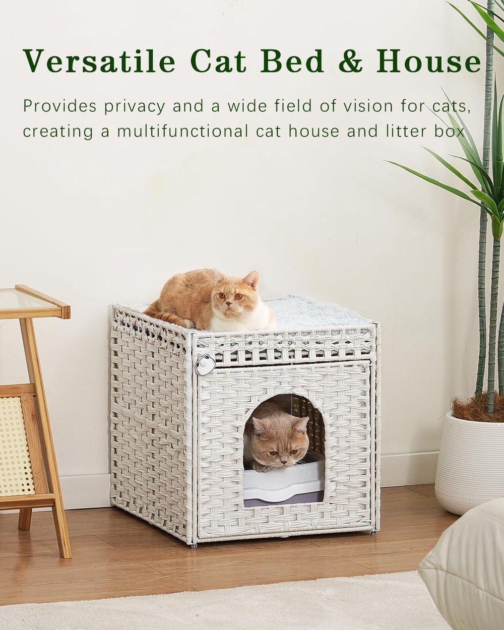 SETVSON acabado blanco, cama plegable para gatos en la sala