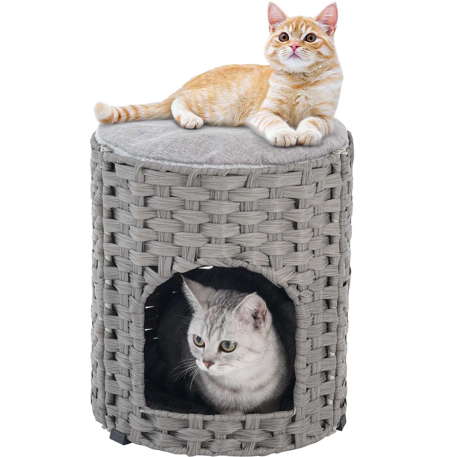 SETVSON casa para gato interior gris, refugio cómodo en sala