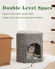 SETVSON casa gato interior gris, plataforma superior para juego
