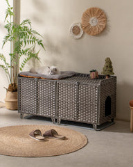 SETVSON caseta-arena-doble-gatos-interior, espacio cómodo para dos gatos.