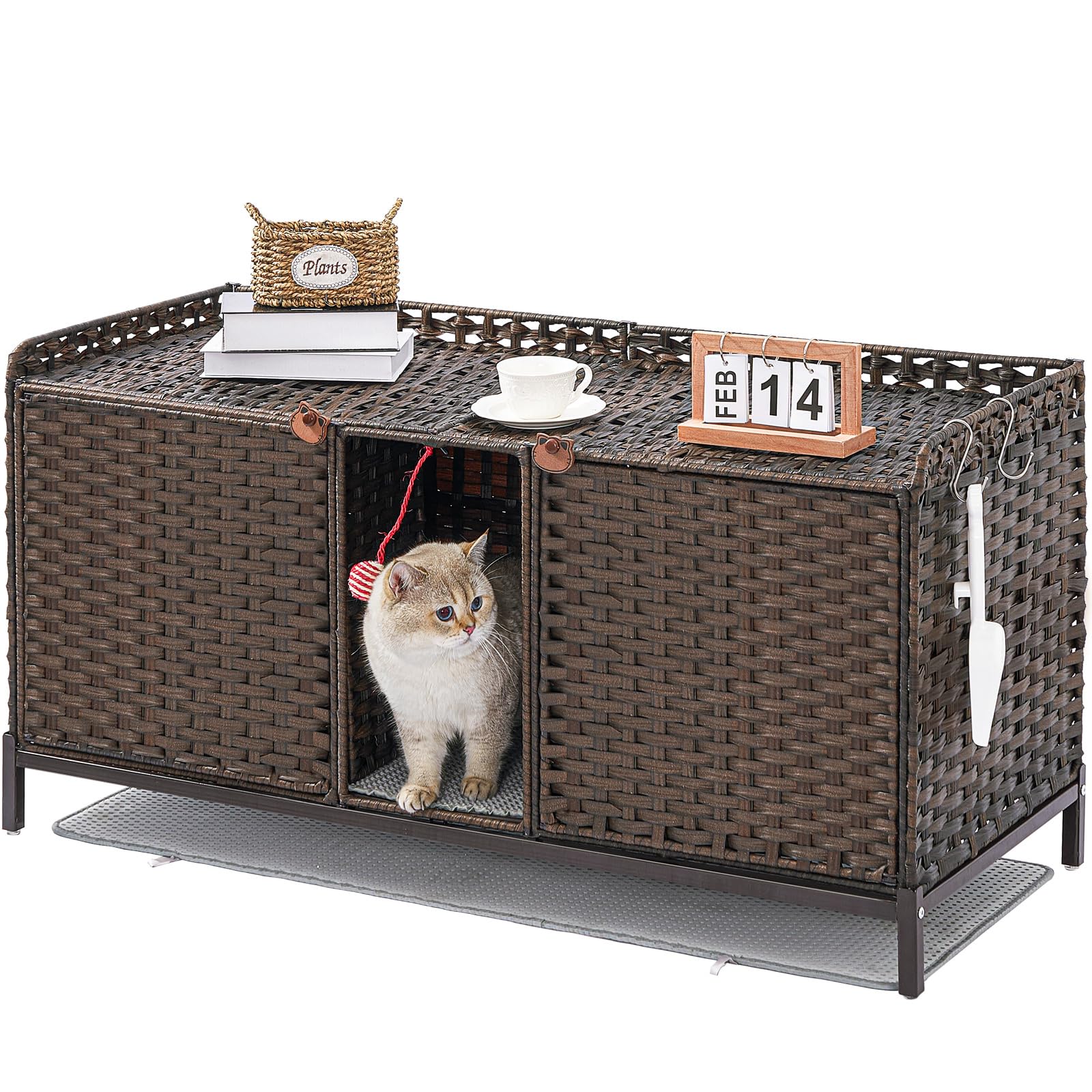 SETVSON mueble oculto para arenero, vista frontal que oculta olores y decora el salón.