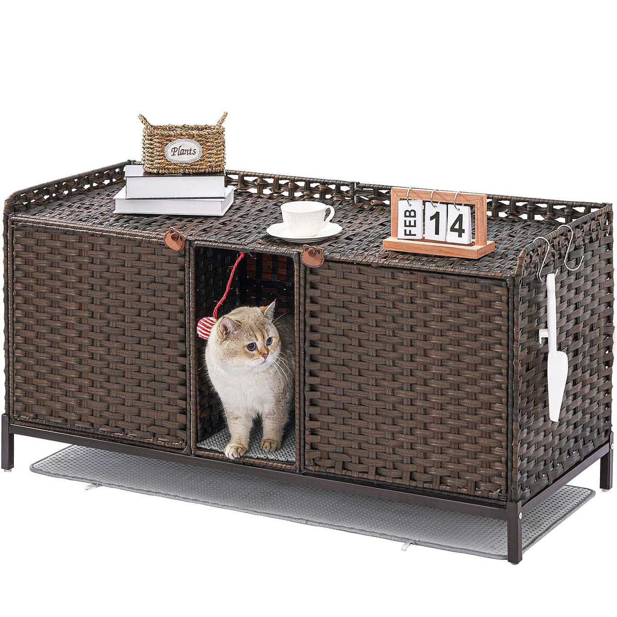 SETVSON mueble oculto para arenero, vista frontal que oculta olores y decora el salón.