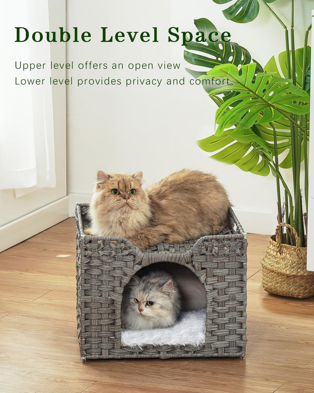 SETVSON detalle de ratán tejido a mano, textura y durabilidad para felinos.