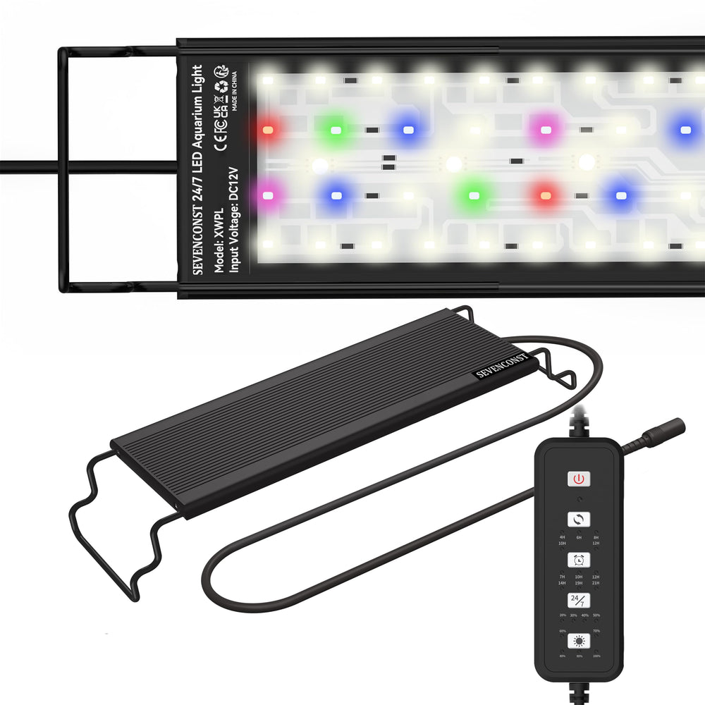 SEVENCONST Luz acuario 24-7 modo, iluminación continua para peces tranquilos y plantas saludables.