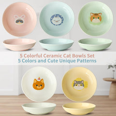 cuenco seyatoo cerámico con patrón de gato, colores atractivos para comer con gusto.