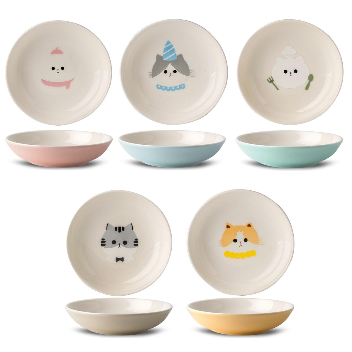 Seyatoo tazones gatos cerámicos, patrón gatito, ideal para comida seca y húmeda