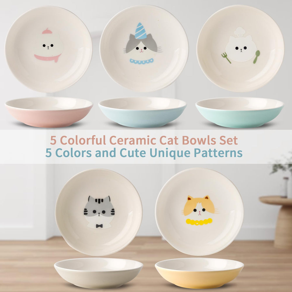 Seyatoo tazones gatos cerámicos, patrón gatito, apilables para almacenamiento