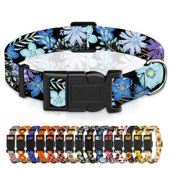 Collar Seyezo con estampado floral púrpura XL para perros, cómodo y duradero.