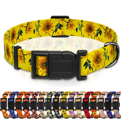 Collar Seyezo para perros, girasol amarillo XL, estilo floral para paseos.