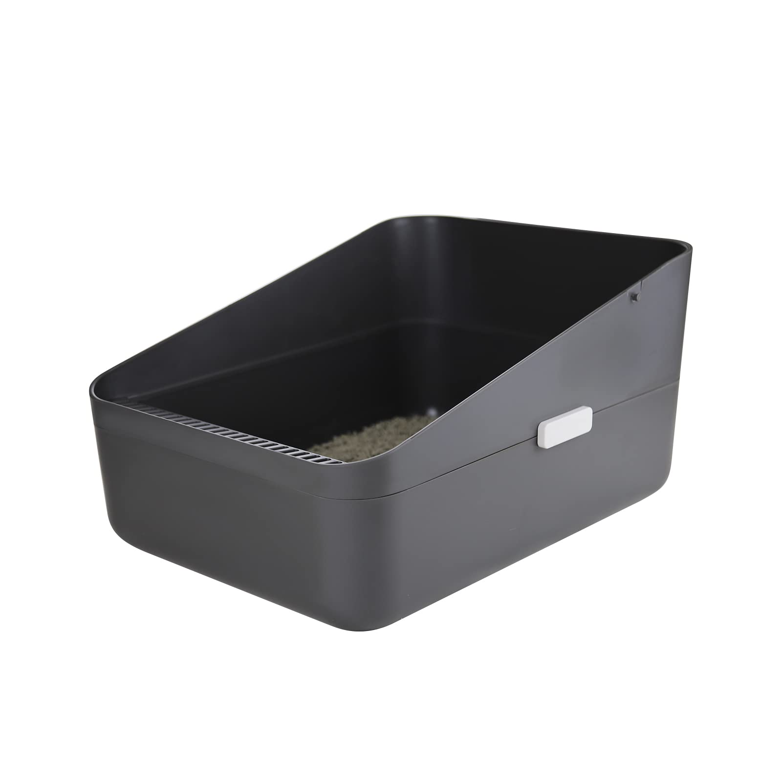 Sfozstra caja de arena con diseño abierto para gatos facilita el acceso y la comodidad