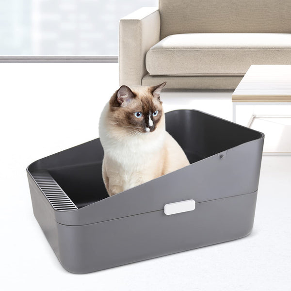 Sfozstra caja de arena gris ideal para hogares con gatitos y espacios reducidos