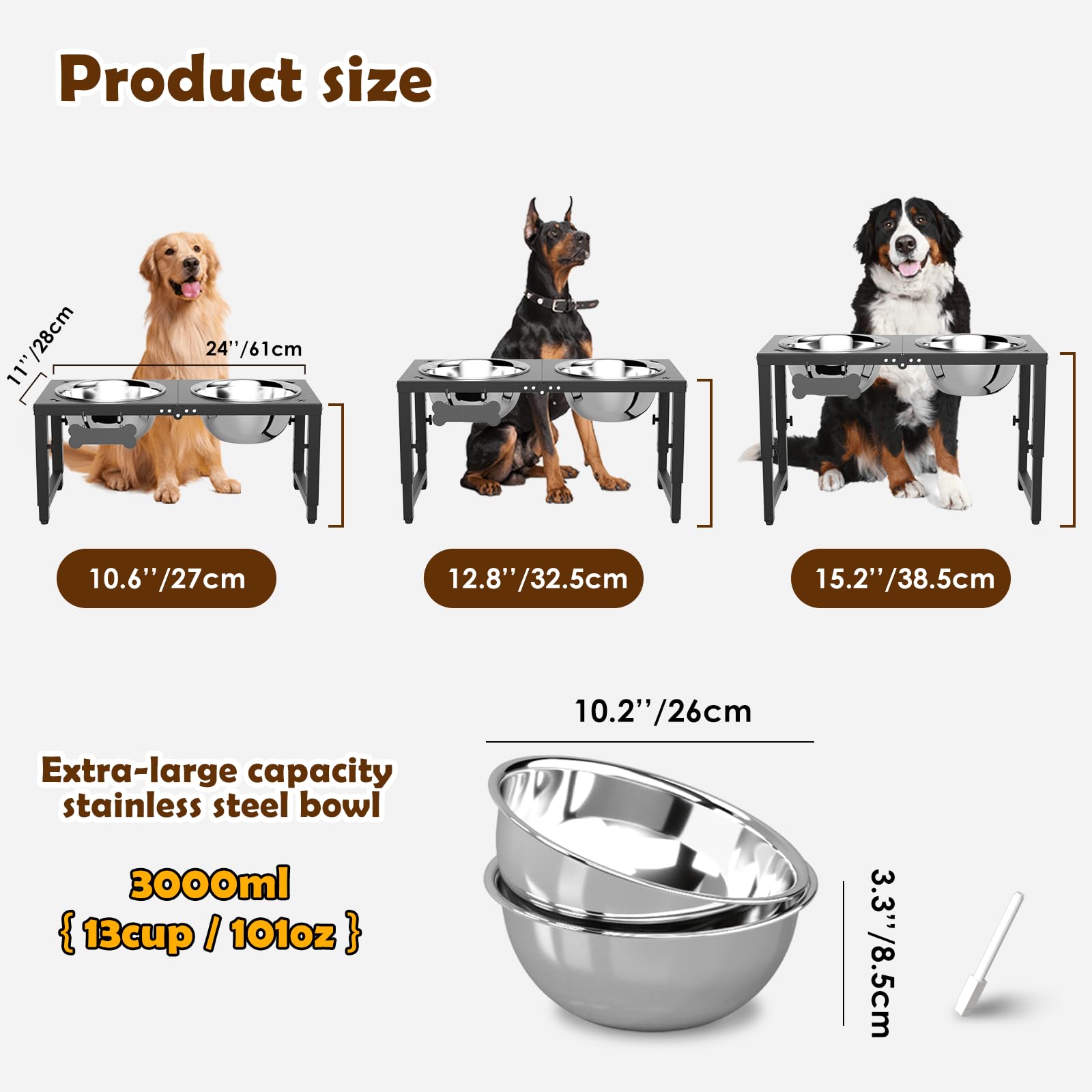 SHAINFUN ajuste de altura de 3 niveles para perros en crecimiento
