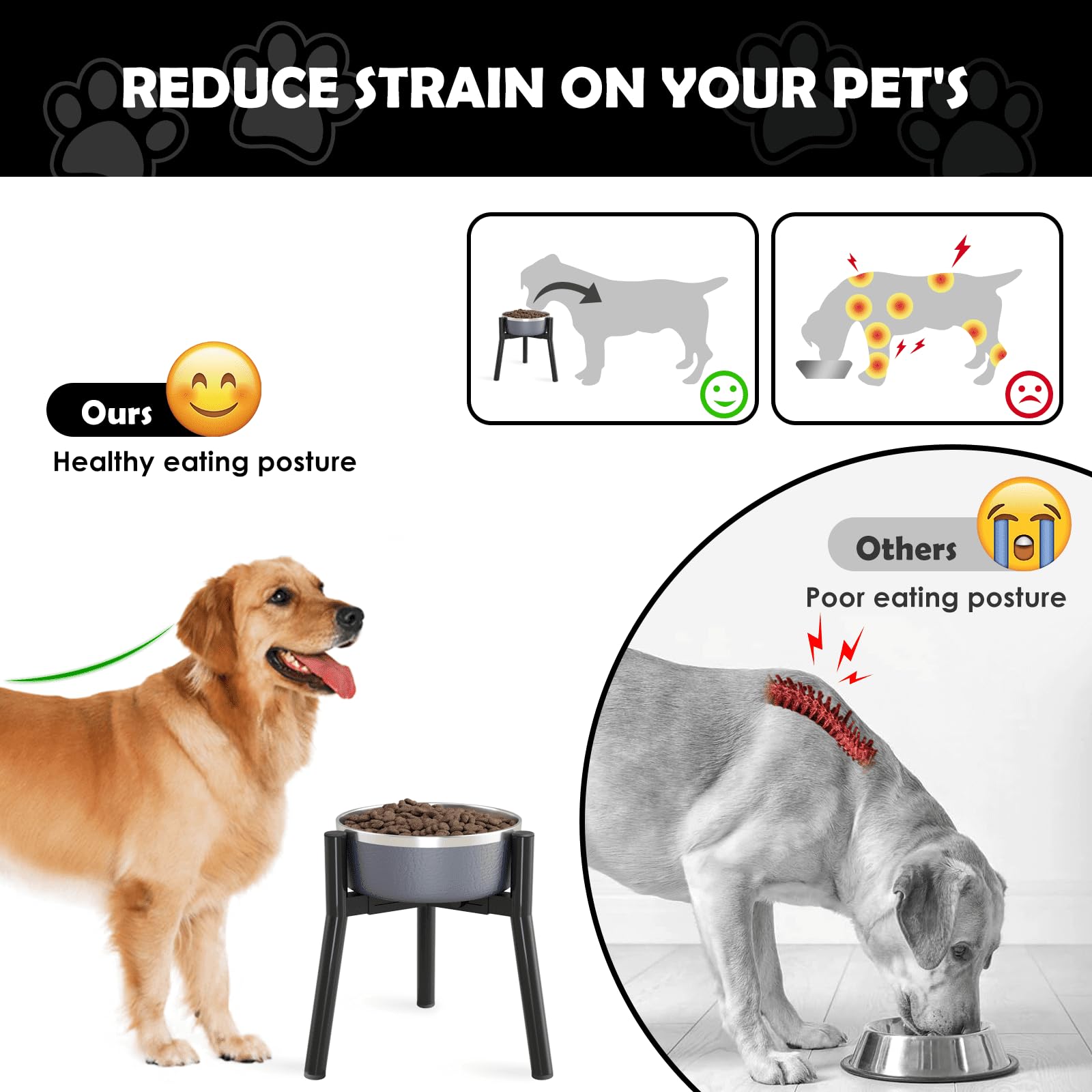 SHAINFUN soporte metálico para comederos, compatible con cuencos grandes.