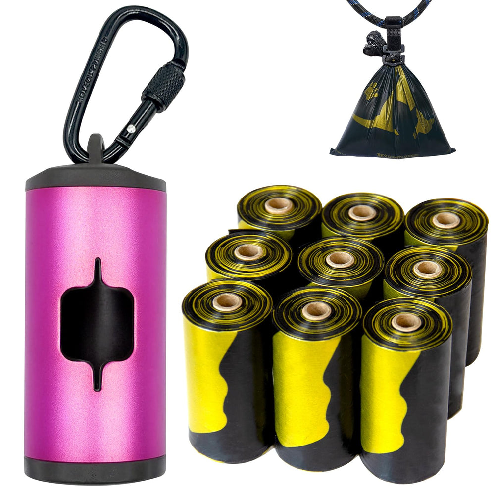 SHAOUMAN porta-bolsas para perro de metal rosa con clip de correa seguro