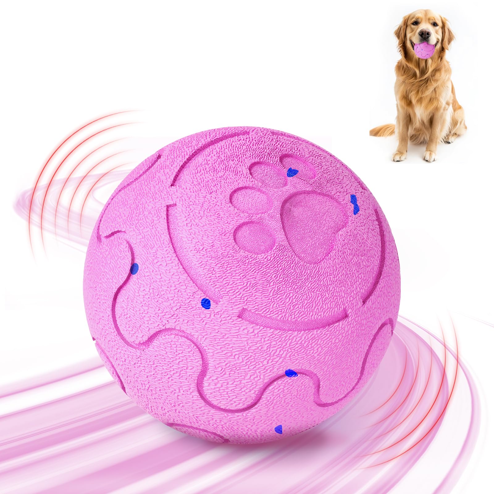 Shapana bola interactiva en acción, rotación y rebote para perros medianos y grandes.