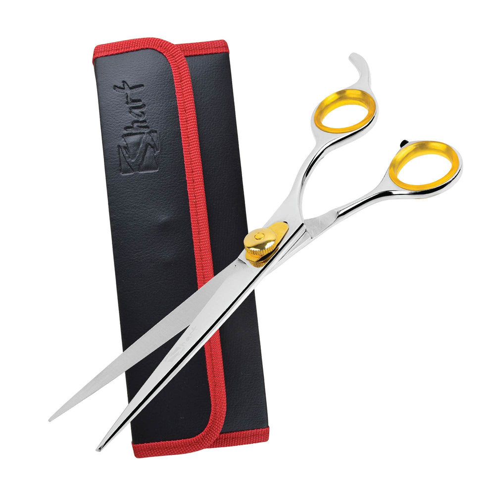 Tijeras Sharf Gold Touch para peluquería canina, hoja recta de 8.5 pulgadas para cortes precisos.