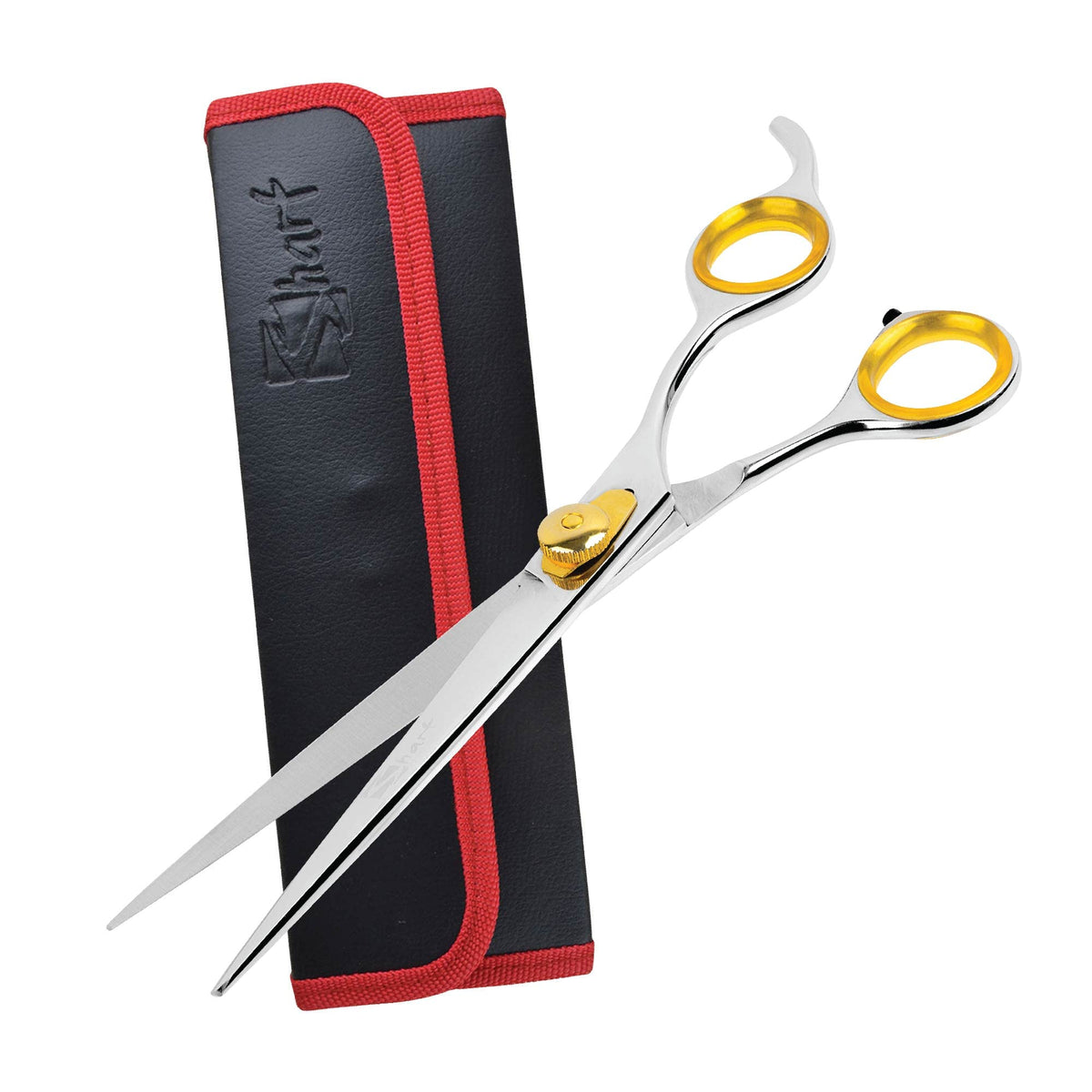 Tijeras Sharf Gold Touch para peluquería canina, hoja recta de 8.5 pulgadas para cortes precisos.