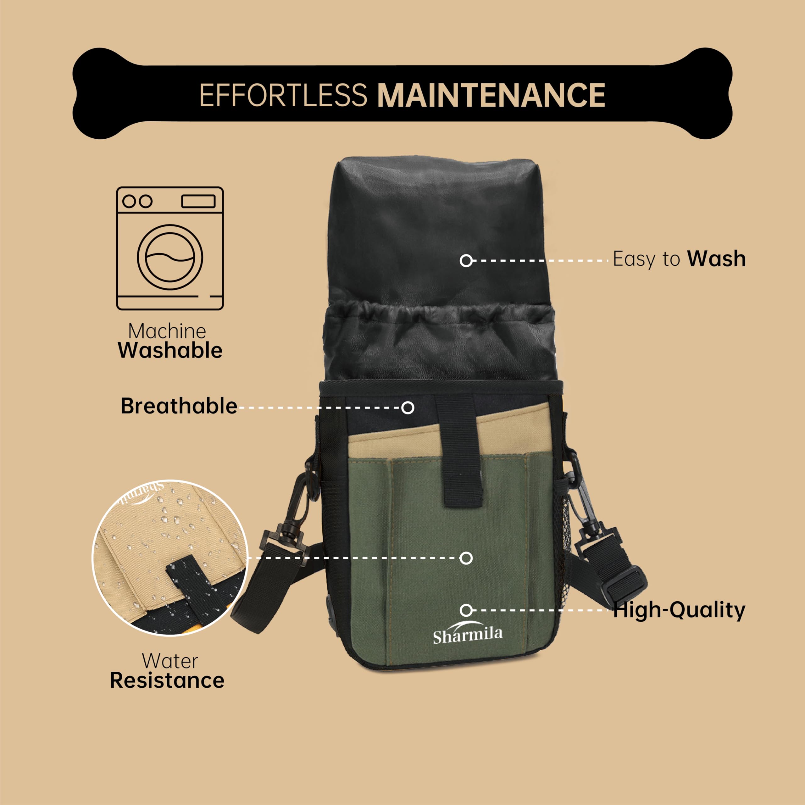 Bolsa Sharmila verde oliva para uso al aire libre y senderismo.