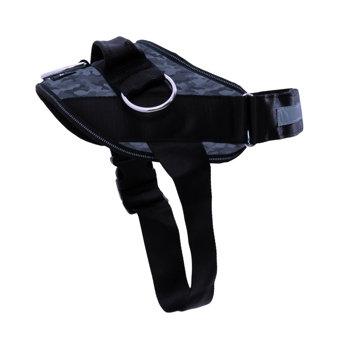 SHAWNCO arnés sin tirones con 3 anillos en camuflaje oscuro para paseos controlados.