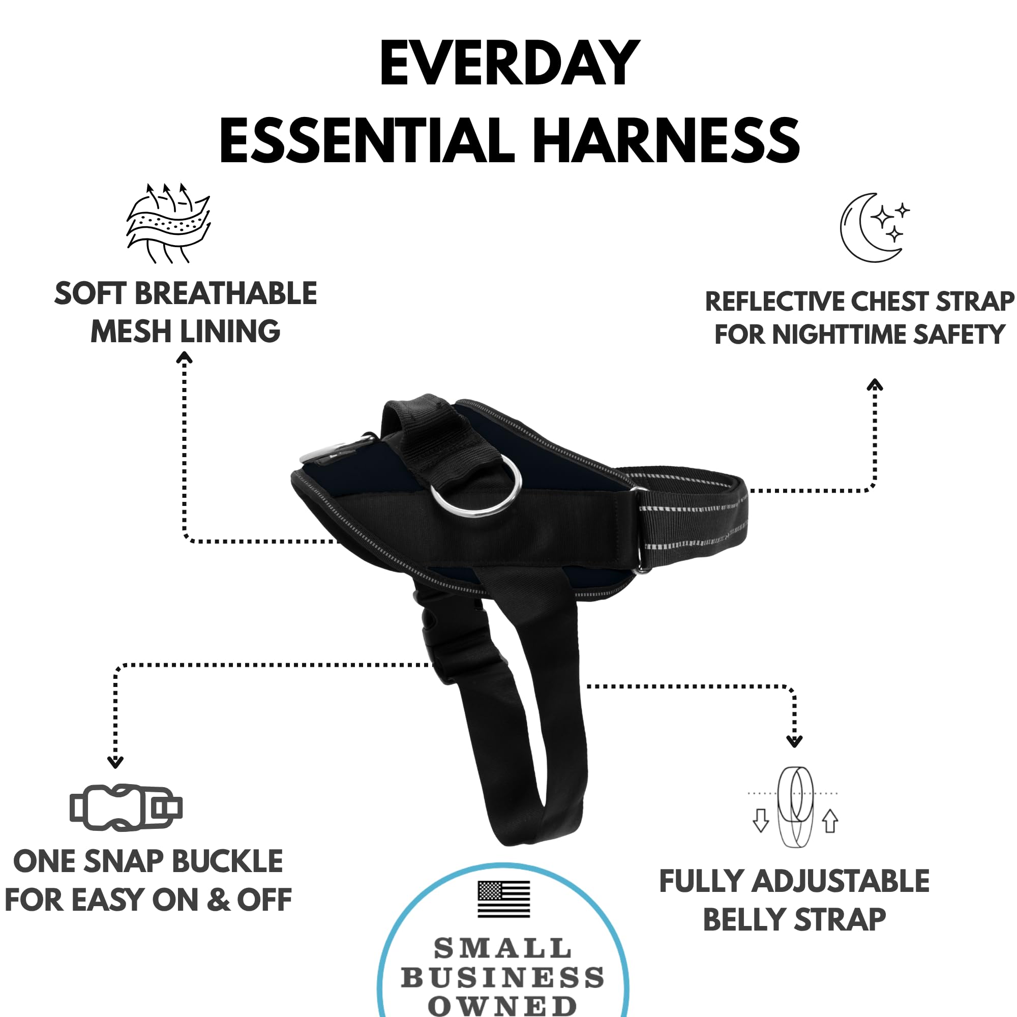 SHAWNCO Essential Harness dorsal para ajuste cómodo y control seguro