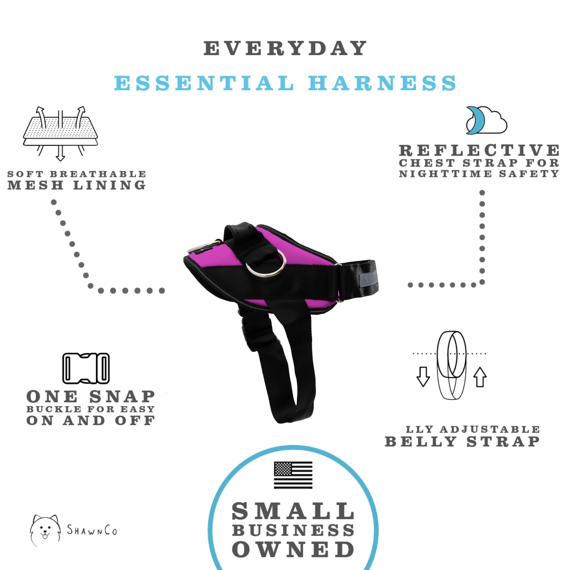 ShawnCo Arnés Essential durable y cómodo para uso diario y entrenamiento suave