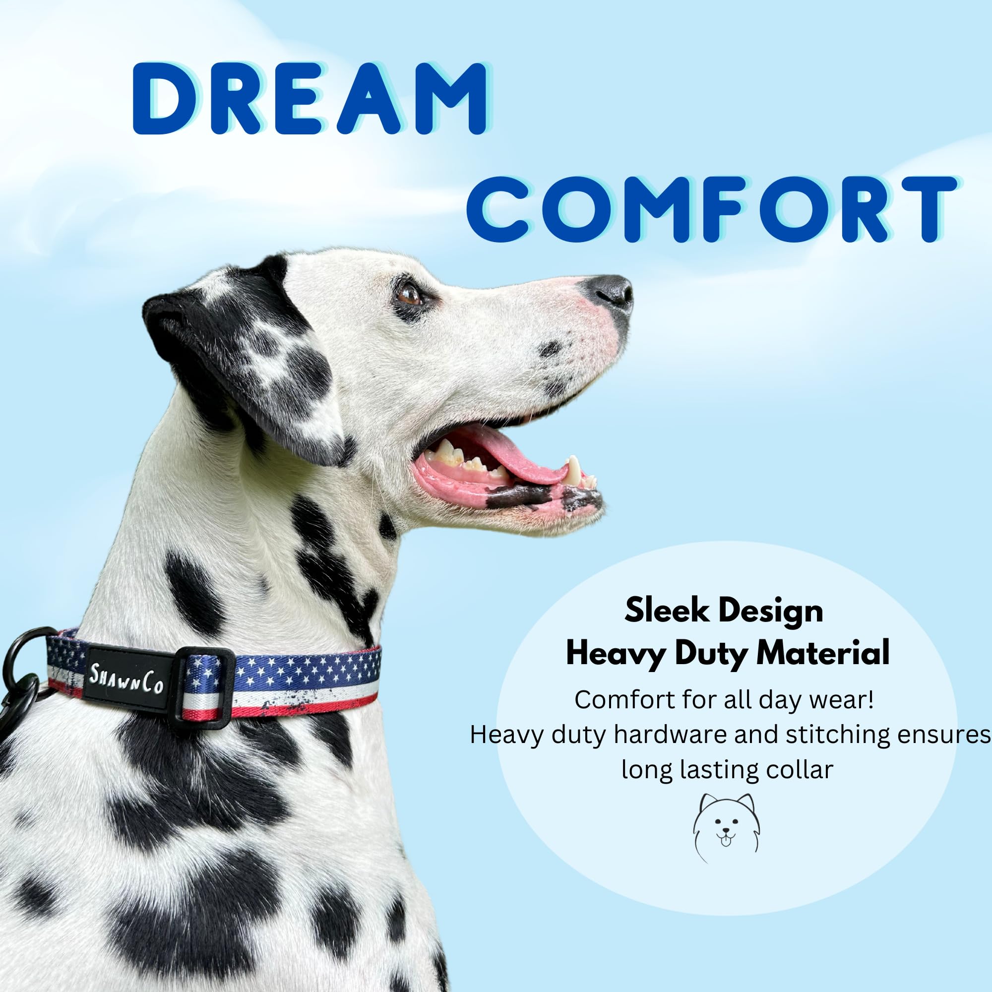 Collar ShawnCo ajustable, perfecto para diferentes tamaños de perros, fácil de ajustar durante el paseo.