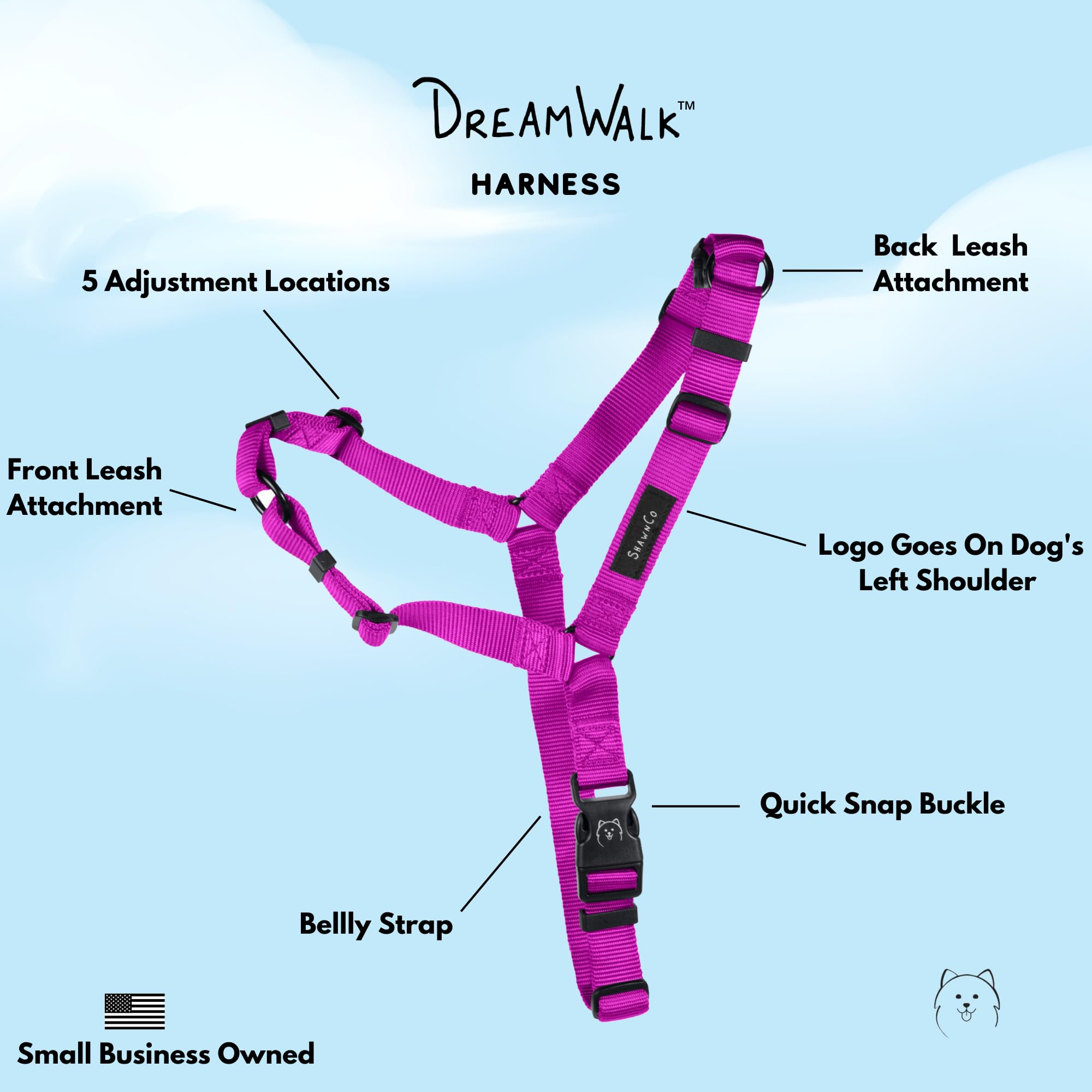 ShawnCo Dream Walk con gancho delantero para dirigir el paseo sin tirar