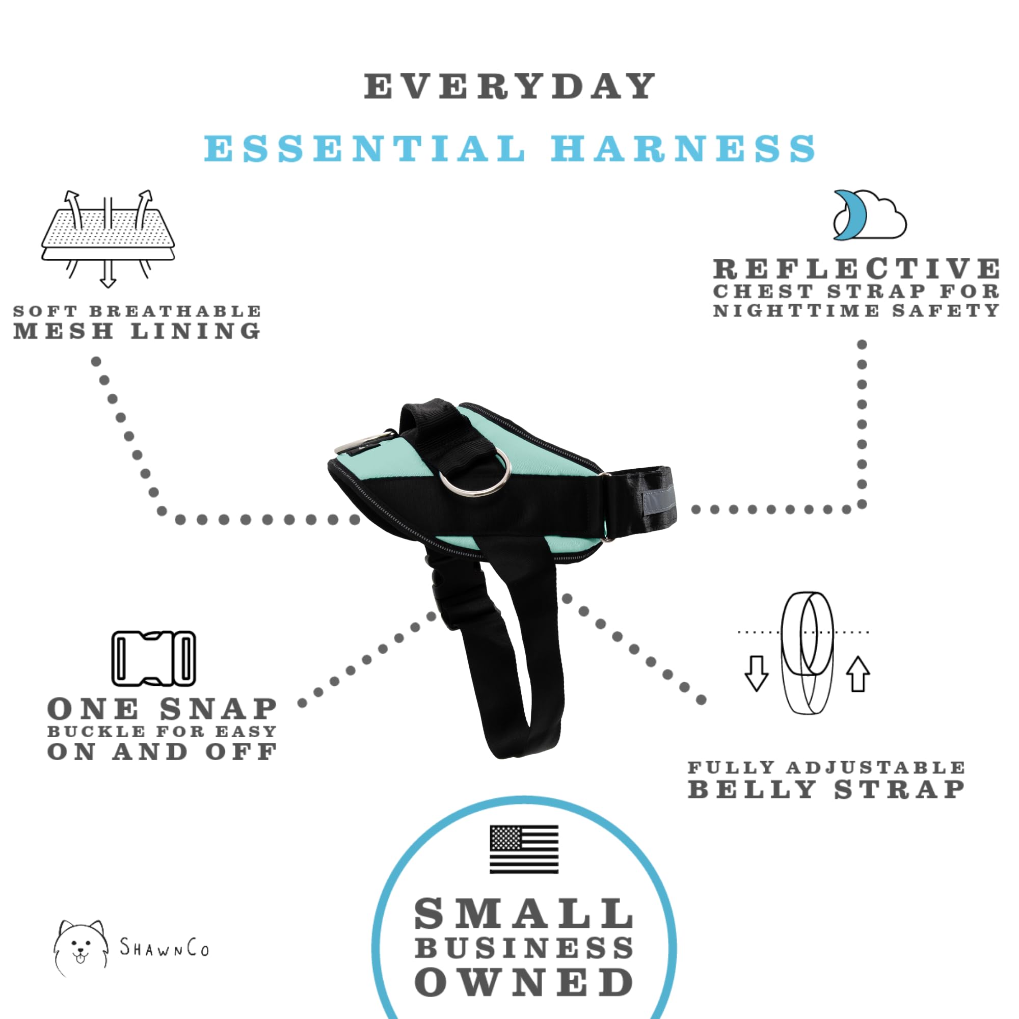 ShawnCo Essential arnés con tres puntos de enganche para controlar el tirón