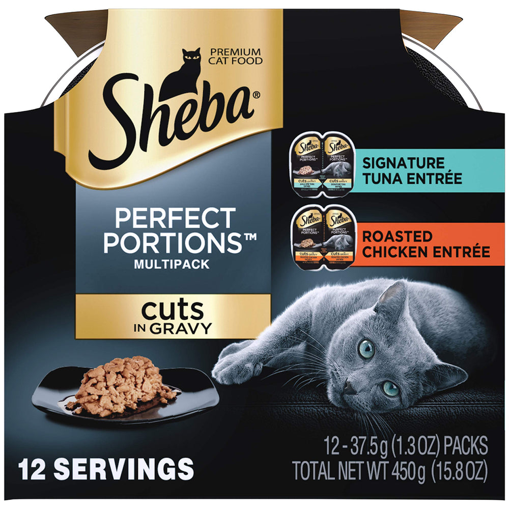 Sheba porciones perfectas, cortes en salsa de atún icónico, porciones individuales fáciles de servir