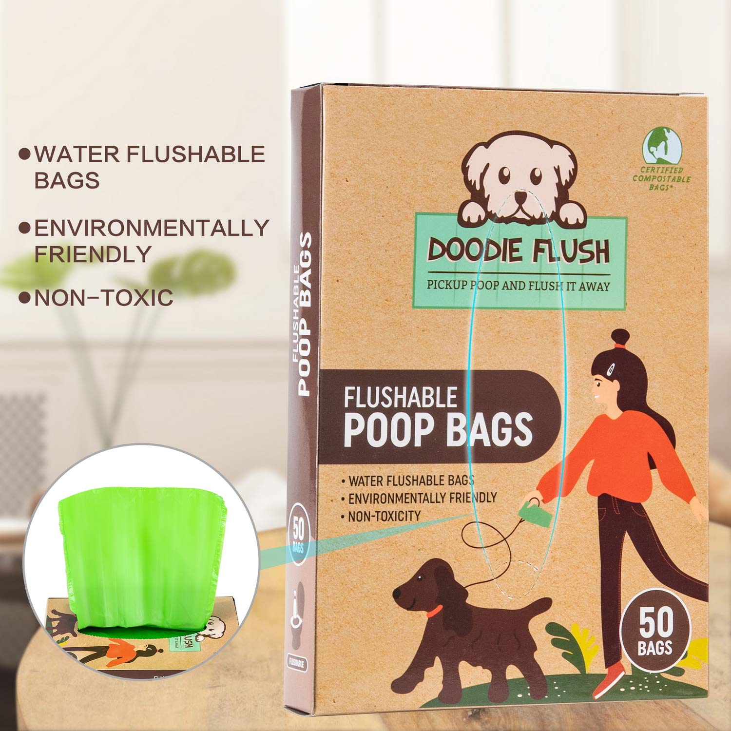 SHEEKI Doodie Flush: bolsa impermeable que evita derrames durante la limpieza