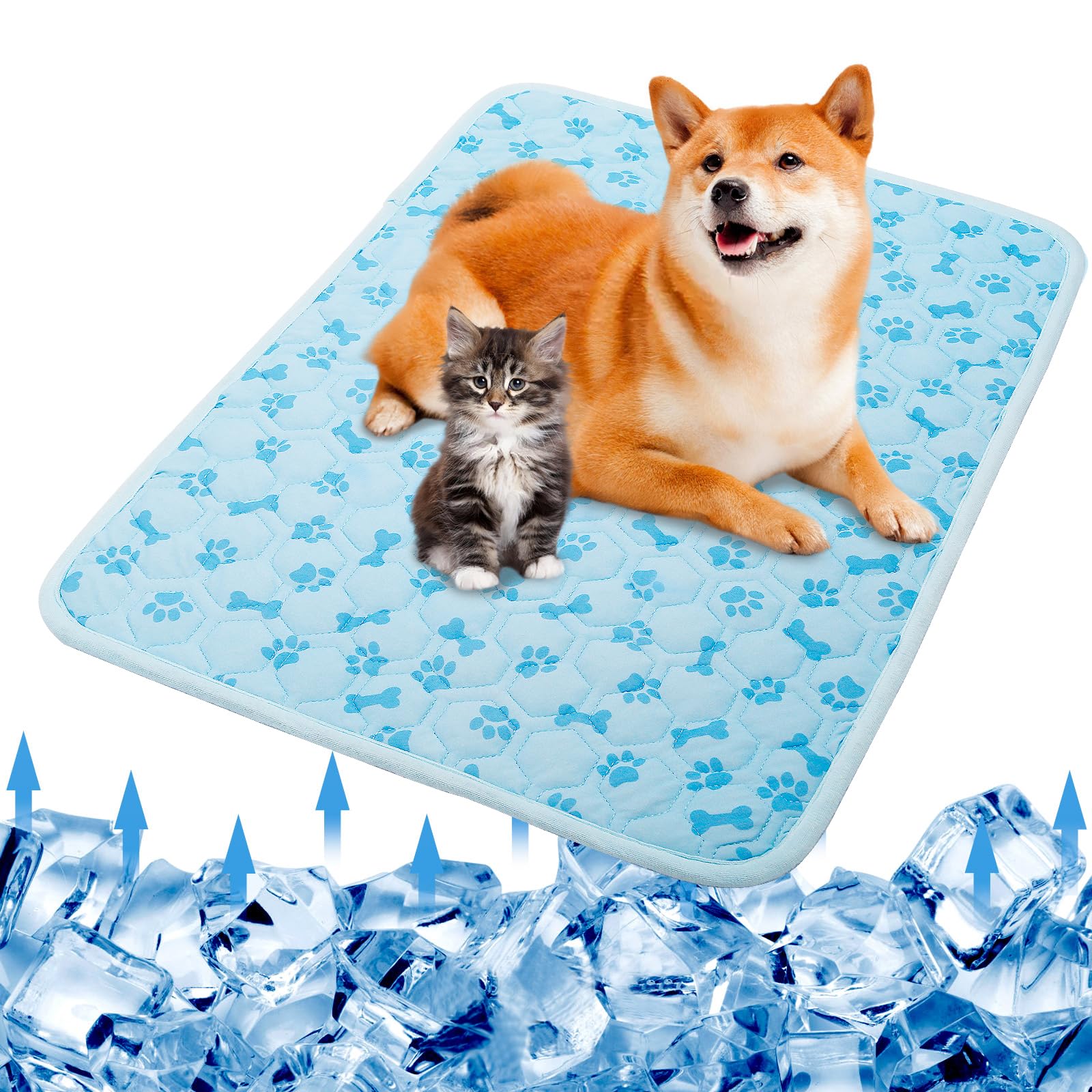 SHEJIZE alfombrilla enfriante para perro, color azul, diseño acogedor