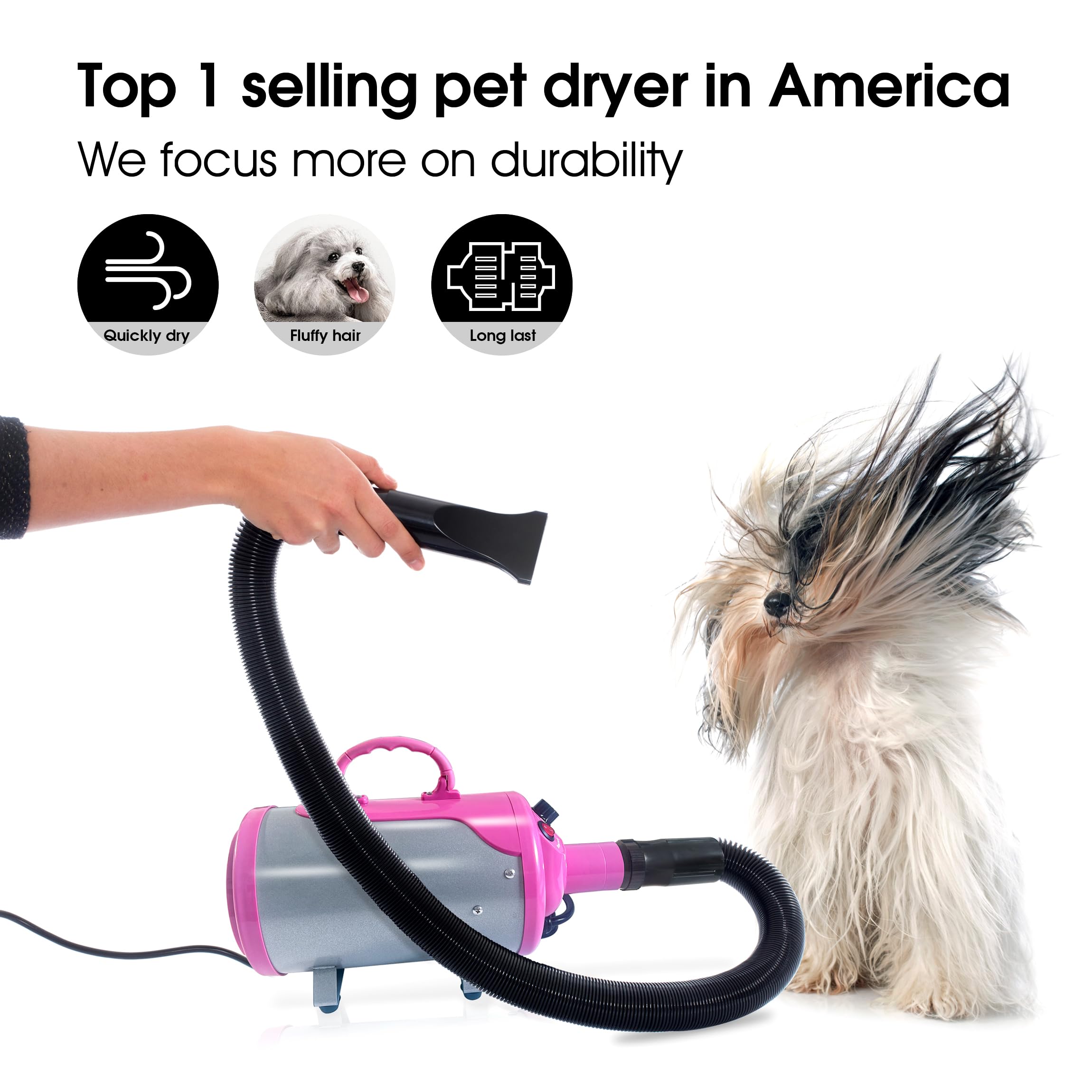 SHELANDY Groomer Partner aire caliente ajustable para cuidado del pelaje.