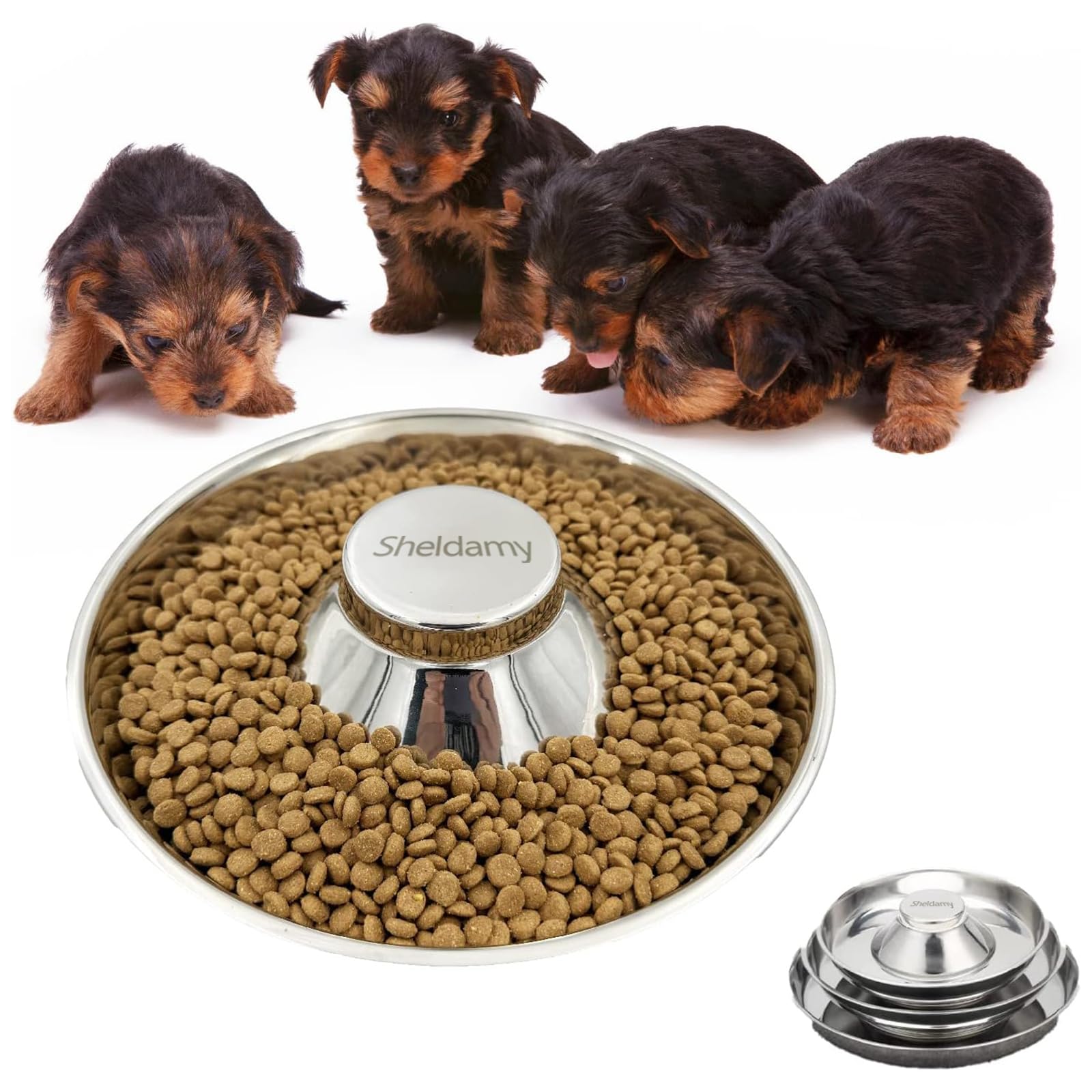 Sheldamy tazón para cachorros con diseño alzado, fácil acceso a la comida.