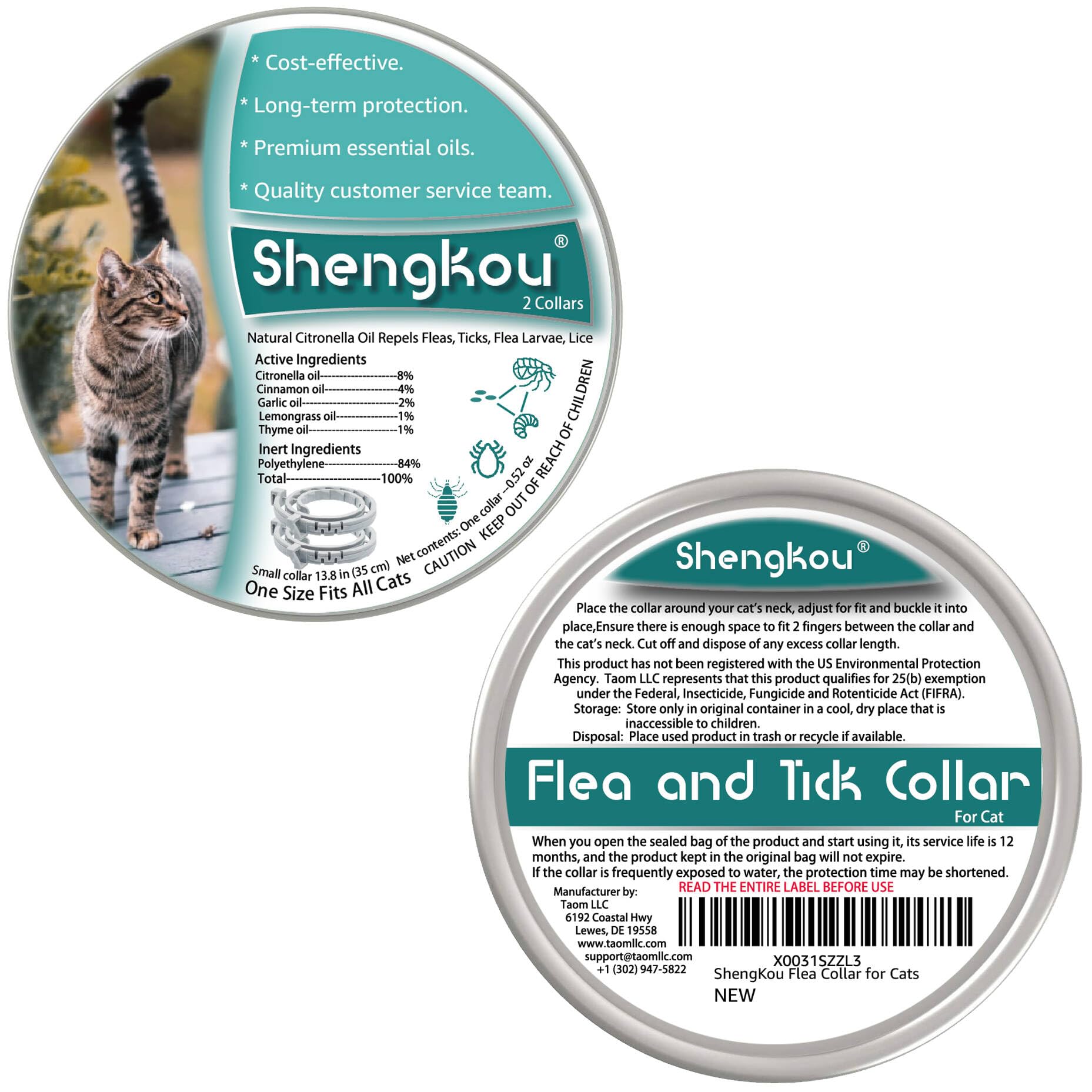 Collar ShengKou para gatos incluye peine y pinzas.