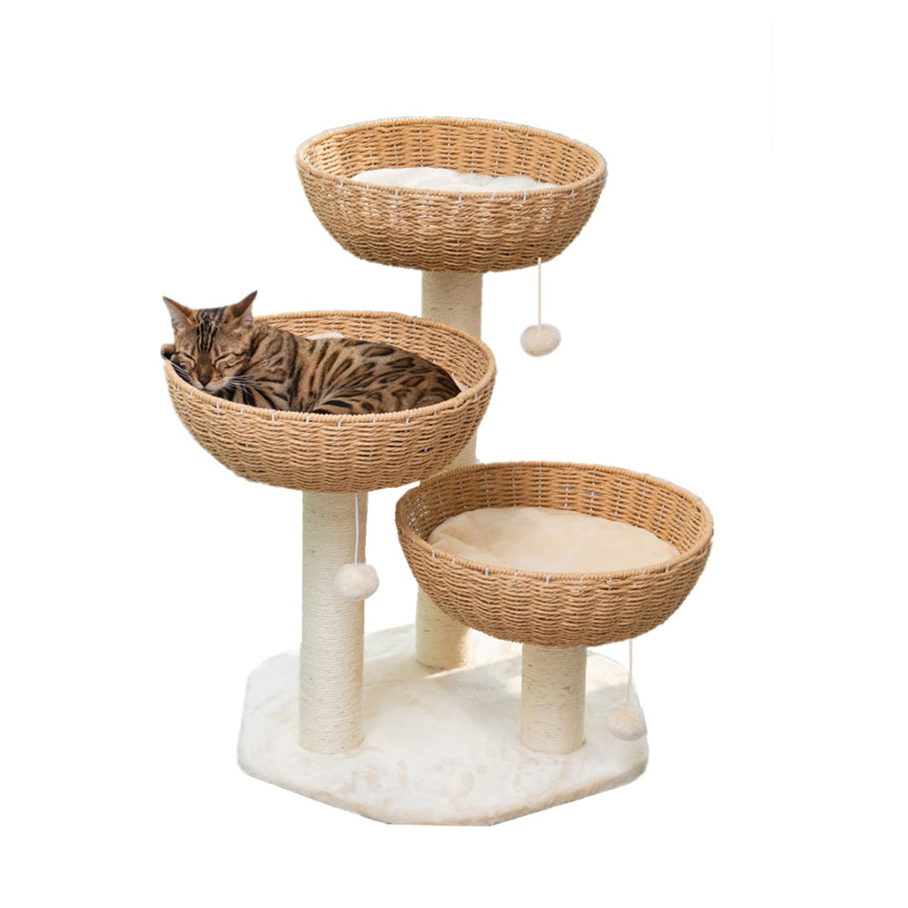 shengocase arbol-gato con cesta de ratán ofrece vista cómoda para observar el exterior.