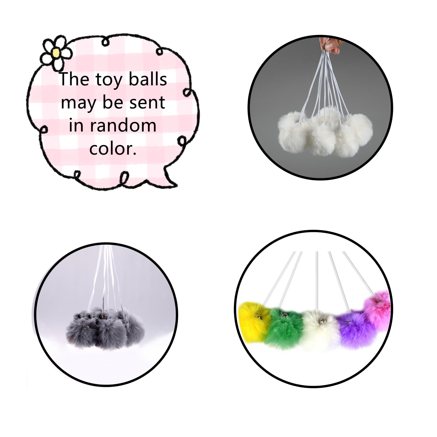 SHENGOCASE juguetes pom-pom colgantes para estimular juego y ejercicio.