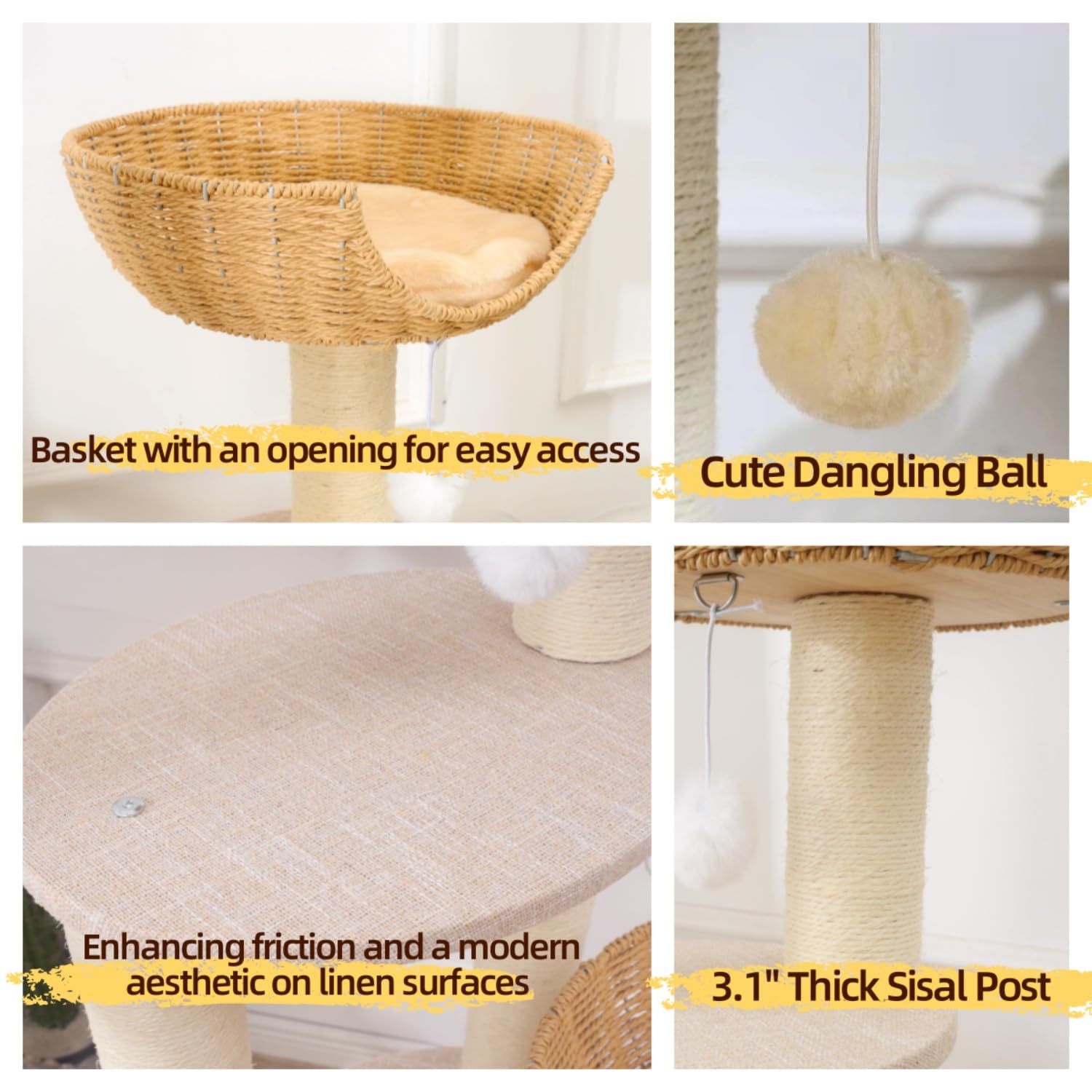 SHENGOCASE poste rascador de sisal para afilar uñas y proteger muebles.