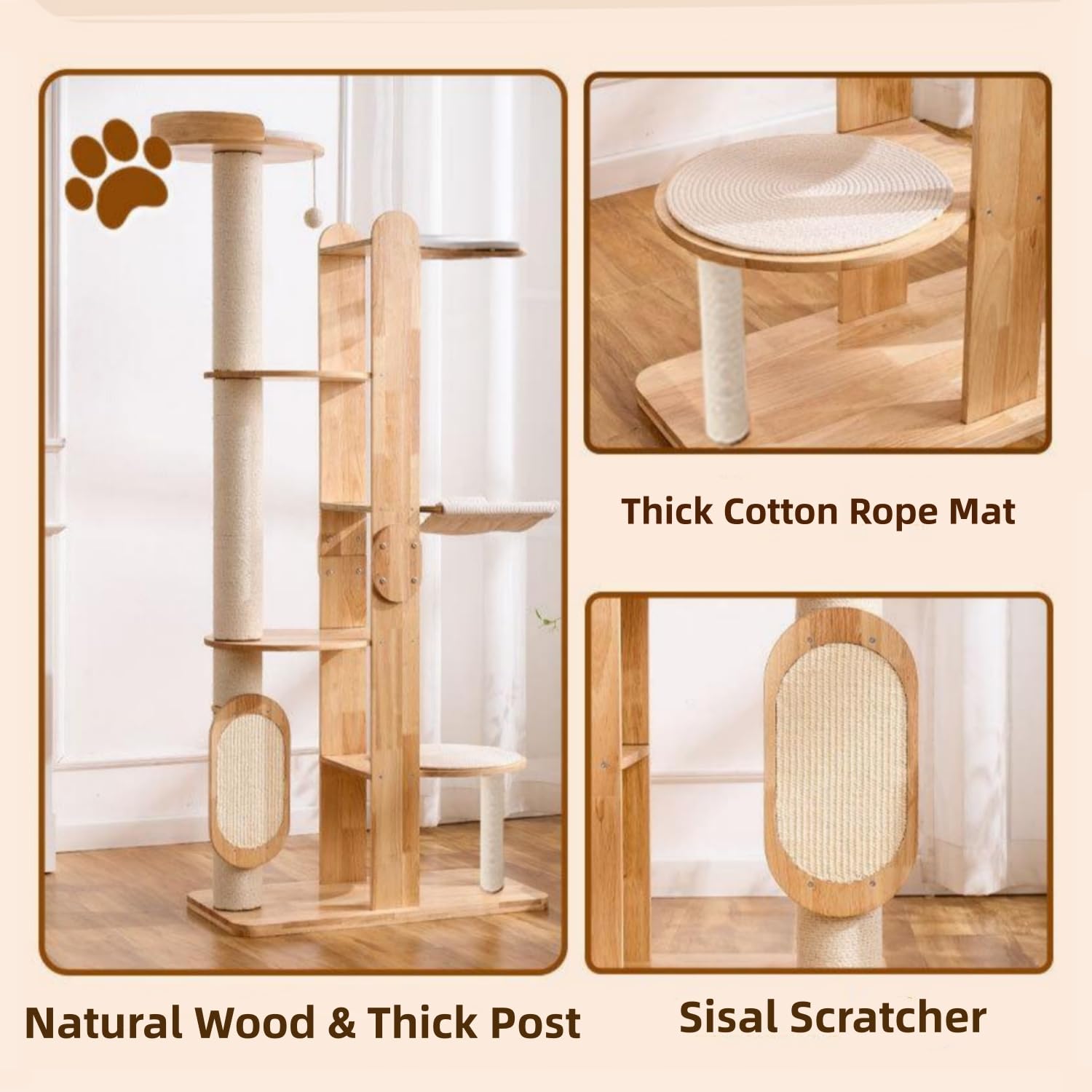 SHENGOCASE torre para gatos: base estable para uso seguro en hogares.