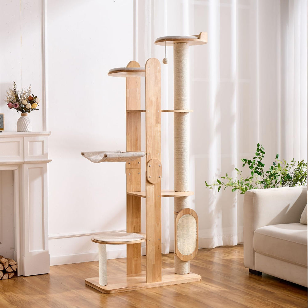 SHENGOCASE torre para gatos: plataforma superior para observación y relajación.