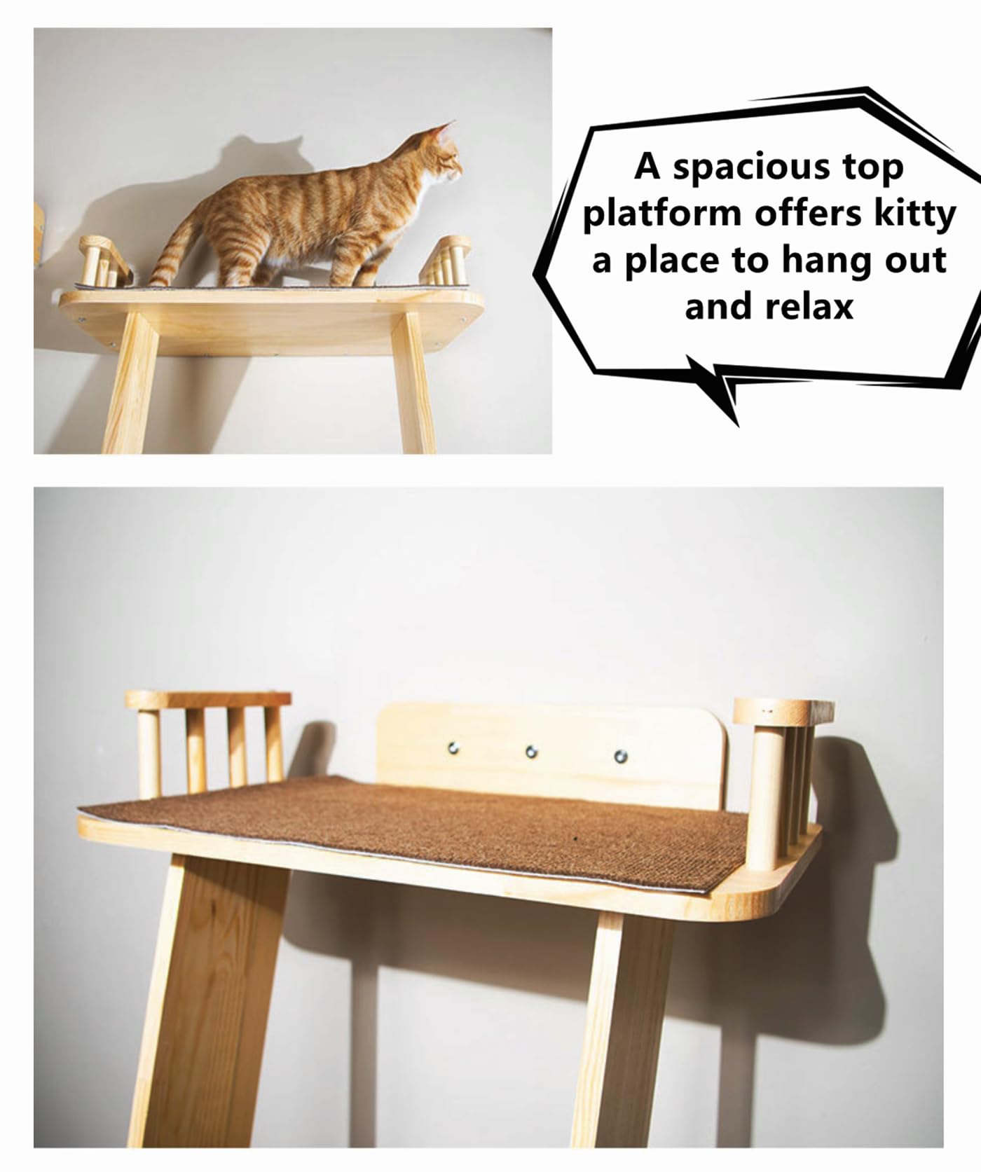 SHENGOCASE torre gatos diseño moderno en madera, mejora la estética del salón.