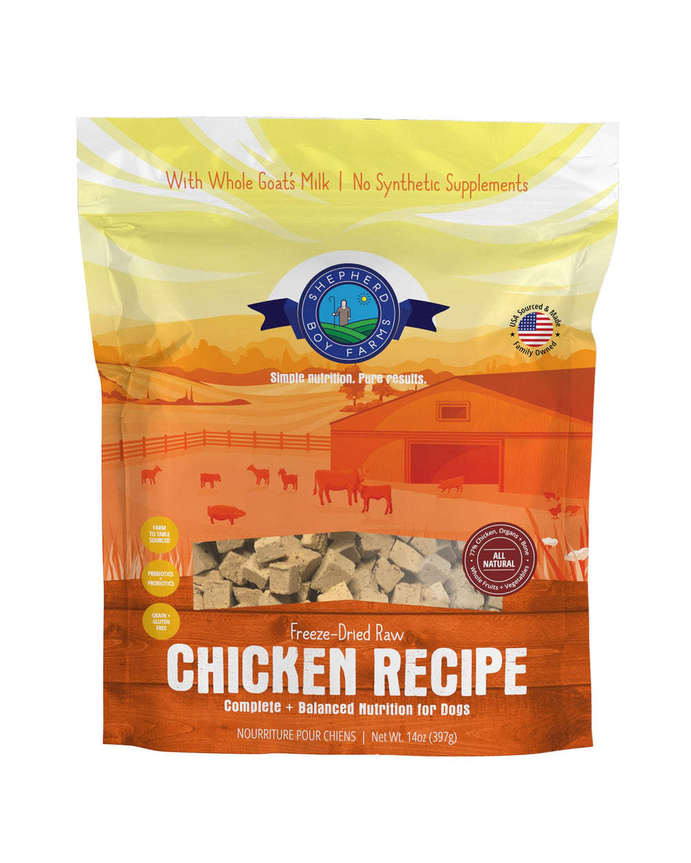 Shepherd Boy Farms alimento para perros liofilizado de pollo, comida completa y sabrosa