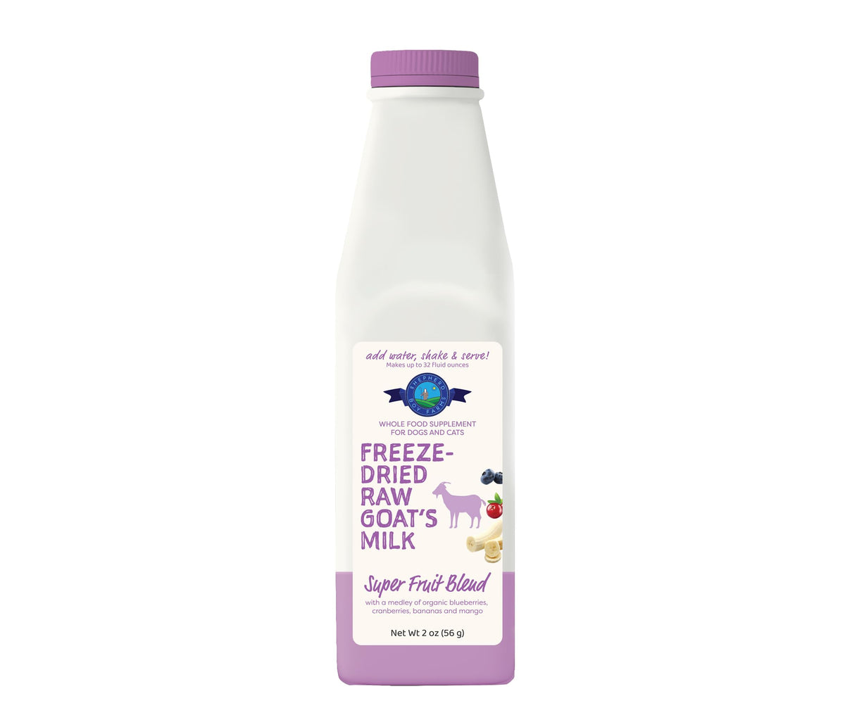 Leche de cabra congelada con probióticos de Shepherd Boy Farms, vertida para perros.