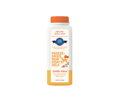 Embalaje de Shepherd Boy Farms leche de cabra con probióticos para mascotas.