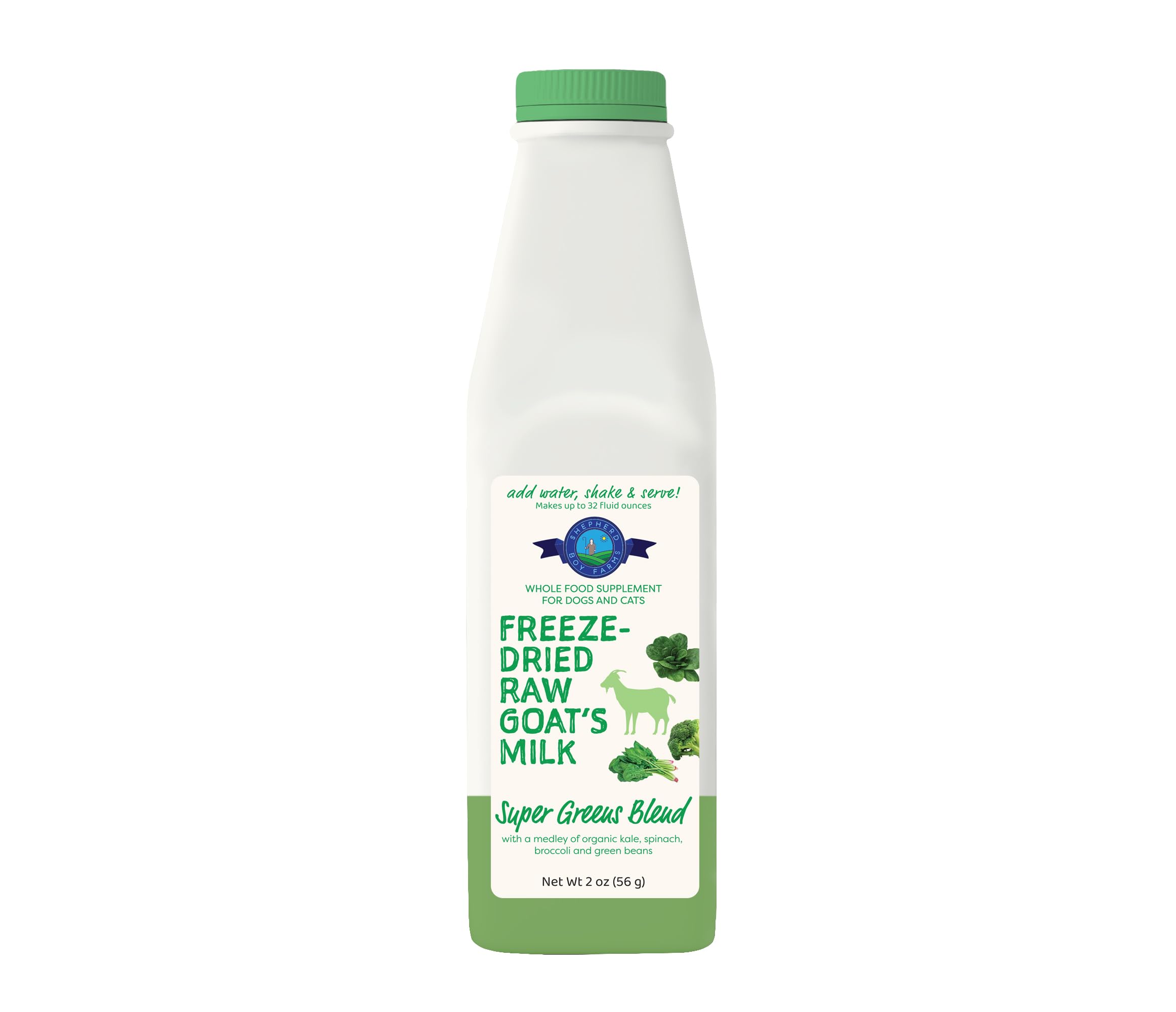 Leche de cabra liofilizada con probióticos de Shepherd Boy Farms para perros y gatos
