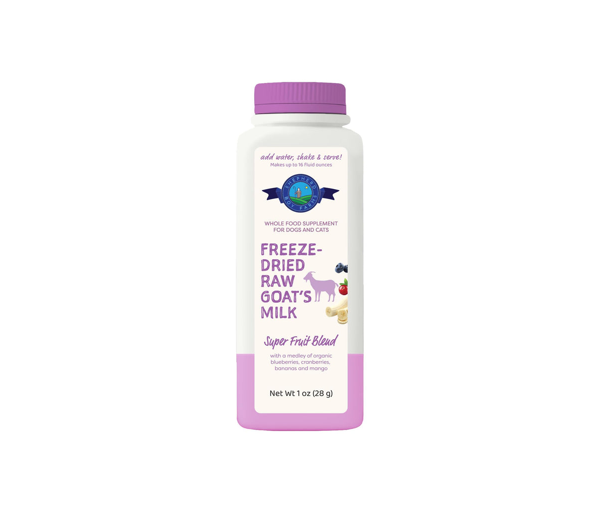 Shepherd Boy Farms leche de cabra en polvo en envase 16 oz para perros y gatos