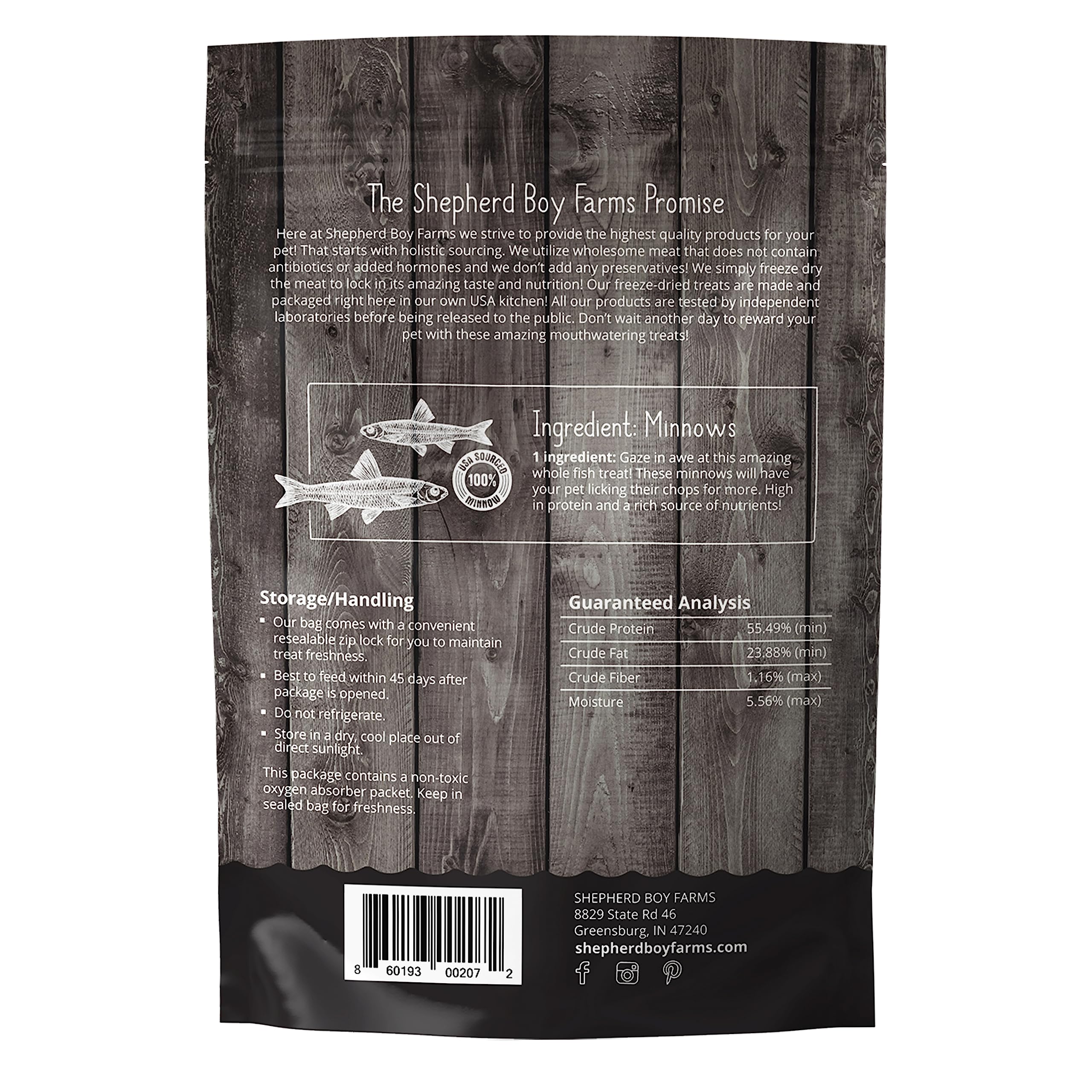 Minnows de Shepherd Boy Farms, envase resistente ideal para guardar snacks entre usos.