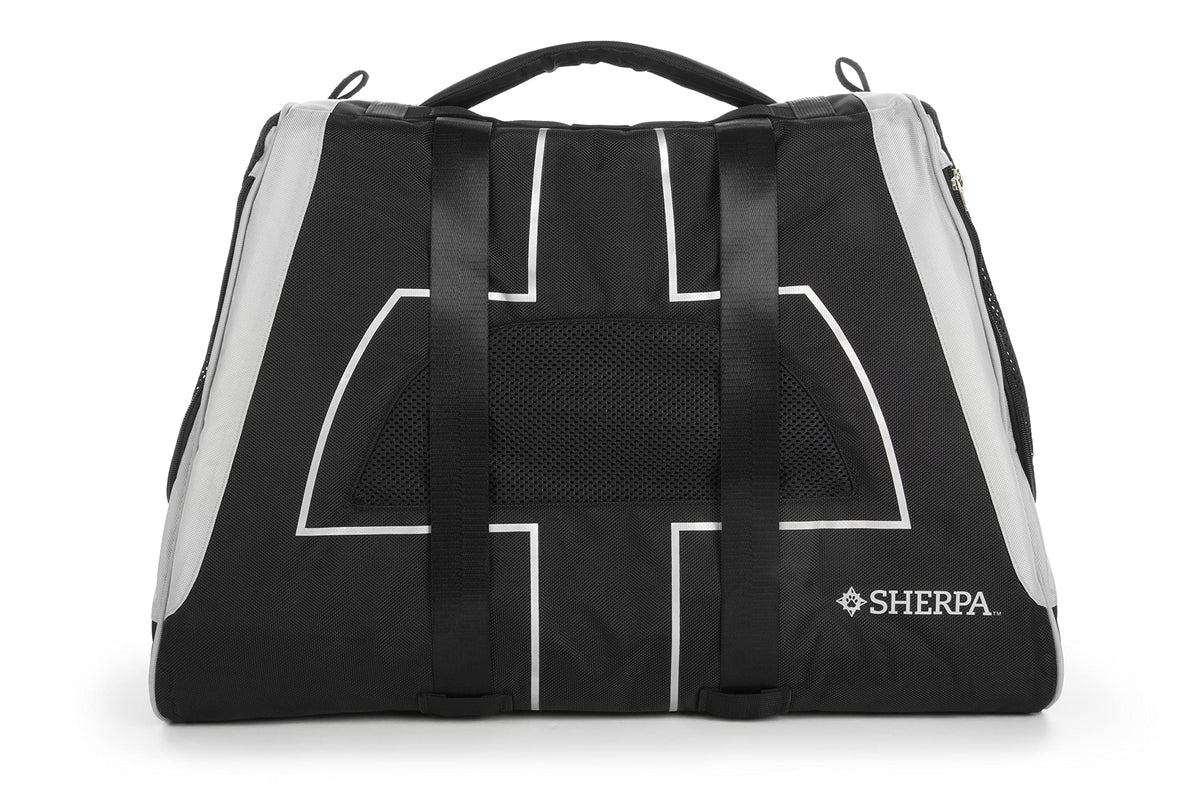 Sherpa Forma Frame, vista frontal, transporte cómodo para mascotas en viajes.