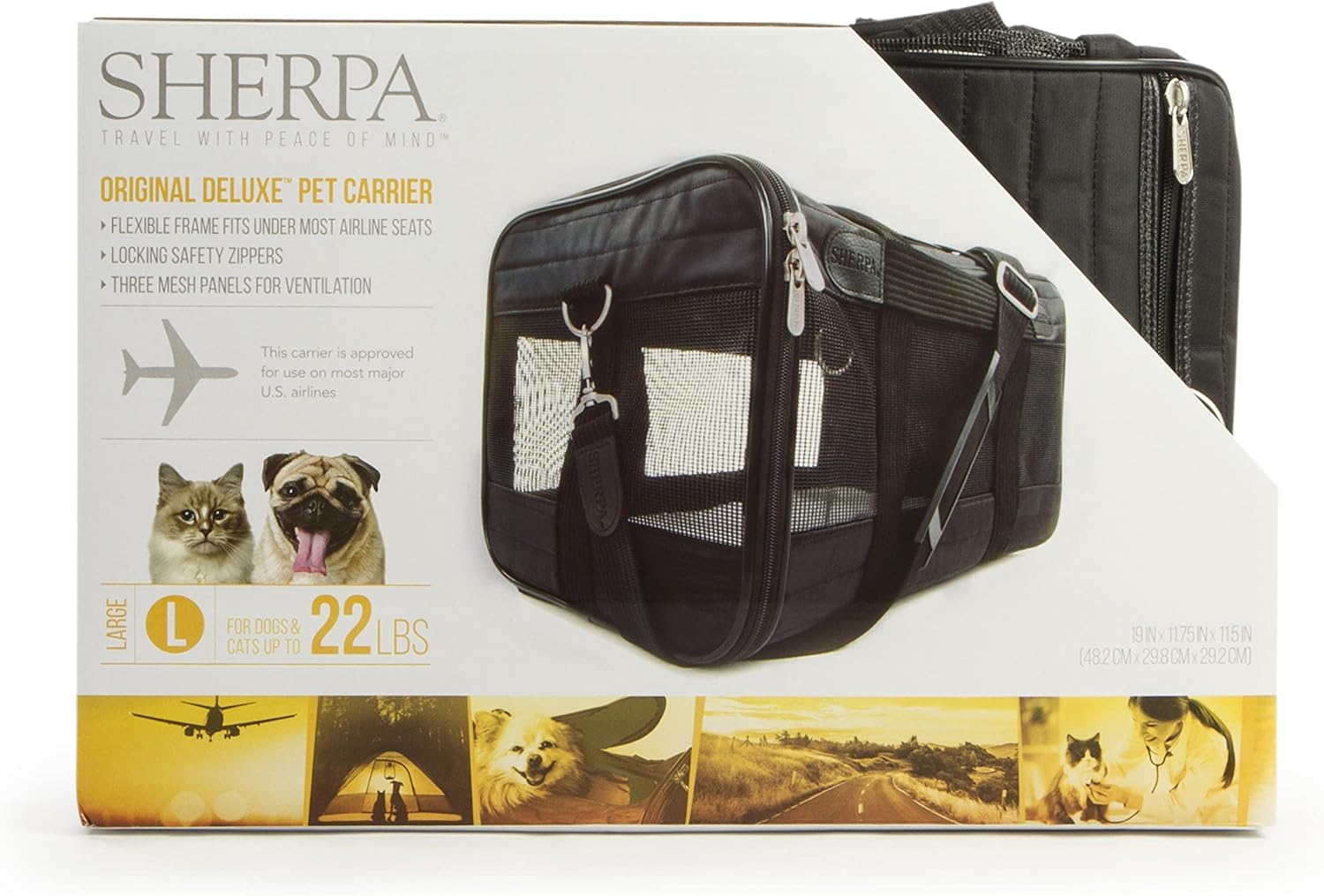 Sherpa Original Deluxe correa regulable y soporte para viaje en coche.